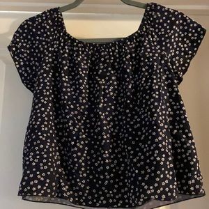 Forever 21 navy flower crop top